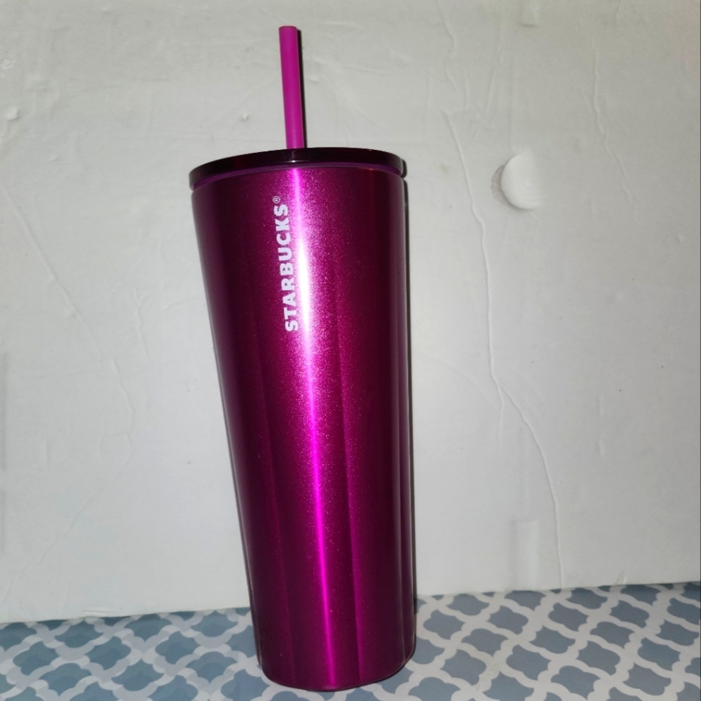 Starbucks Valentine's Purple 24 oz Stainless Steel Cold Tumbler Fluted NWT